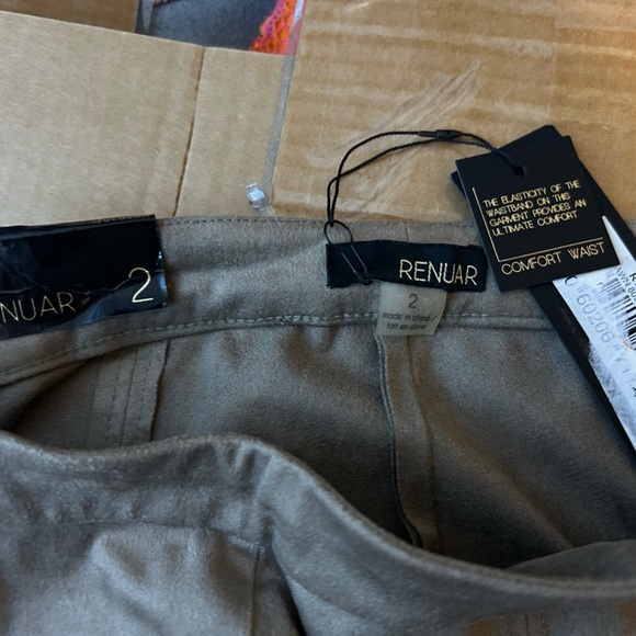 Nwt Renuar Tan Faux Suede Pull On Pants - Picture 3 of 6